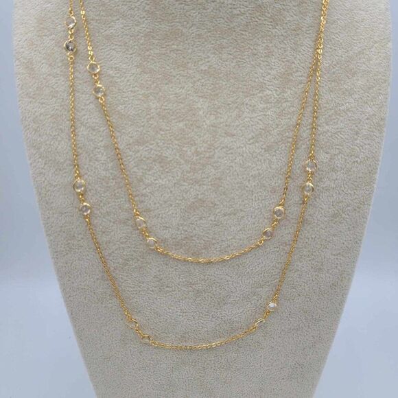 J Crew Gold Tone Chain with Bezel Set Crystals NWT!  NEW! - Picture 1 of 6